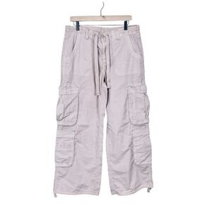 American Eagle Wide Leg Dusty Pink Cargo Pants Women's Size 12 Drawstring Waist